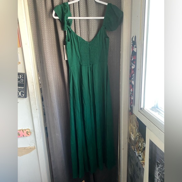 Reformation, Size 6 Baxley Dress, Emerald Green NWT - Picture 2 of 7